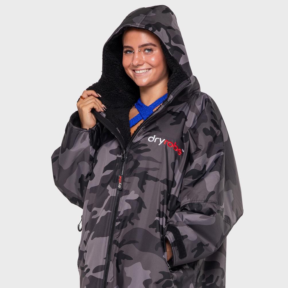 dryrobe Advance Long Sleeve Changing Robe - Black Camo / Black Extra Image 2